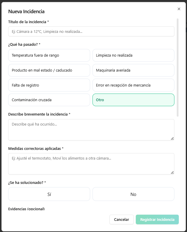 Incidencias y acciones correctoras gestión de incidencias appcc digital