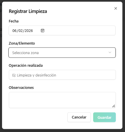 Registros de limpieza APPCC Digital control de limpieza y desinfección appcc